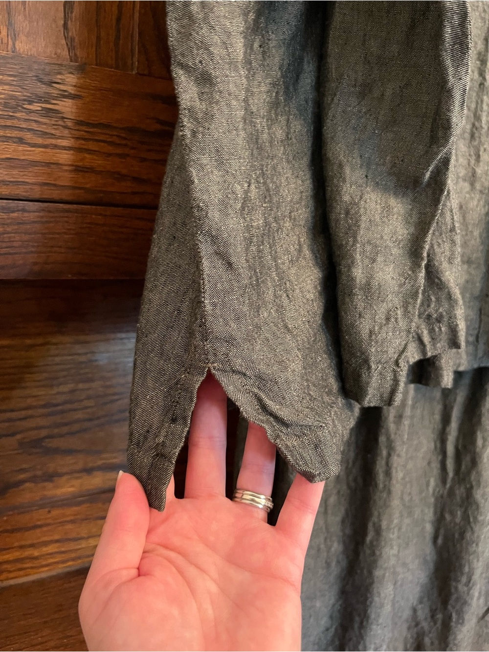 Eileen Fisher 3-Piece Irish Linen Gray Jacket, Tank, Skirt, 2X - Picture 5 of 16